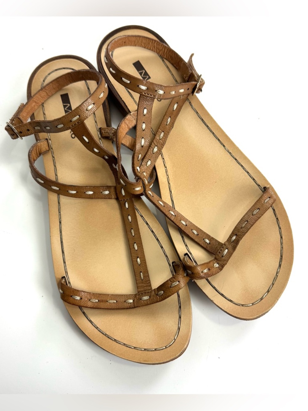 Matiko Strappy Flat Sandals Casual Bohemian Coastal Womens 7.5-8 Stitched Design